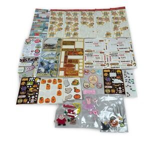 Mixed Scrapbooking Sticker Lot Holiday Halloween Christmas Autumn Marine 20+ Pcs